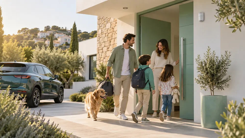 Familia entrando en una vivienda protegida